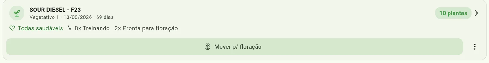Tela do Cultivo — Leia o cartão do lote