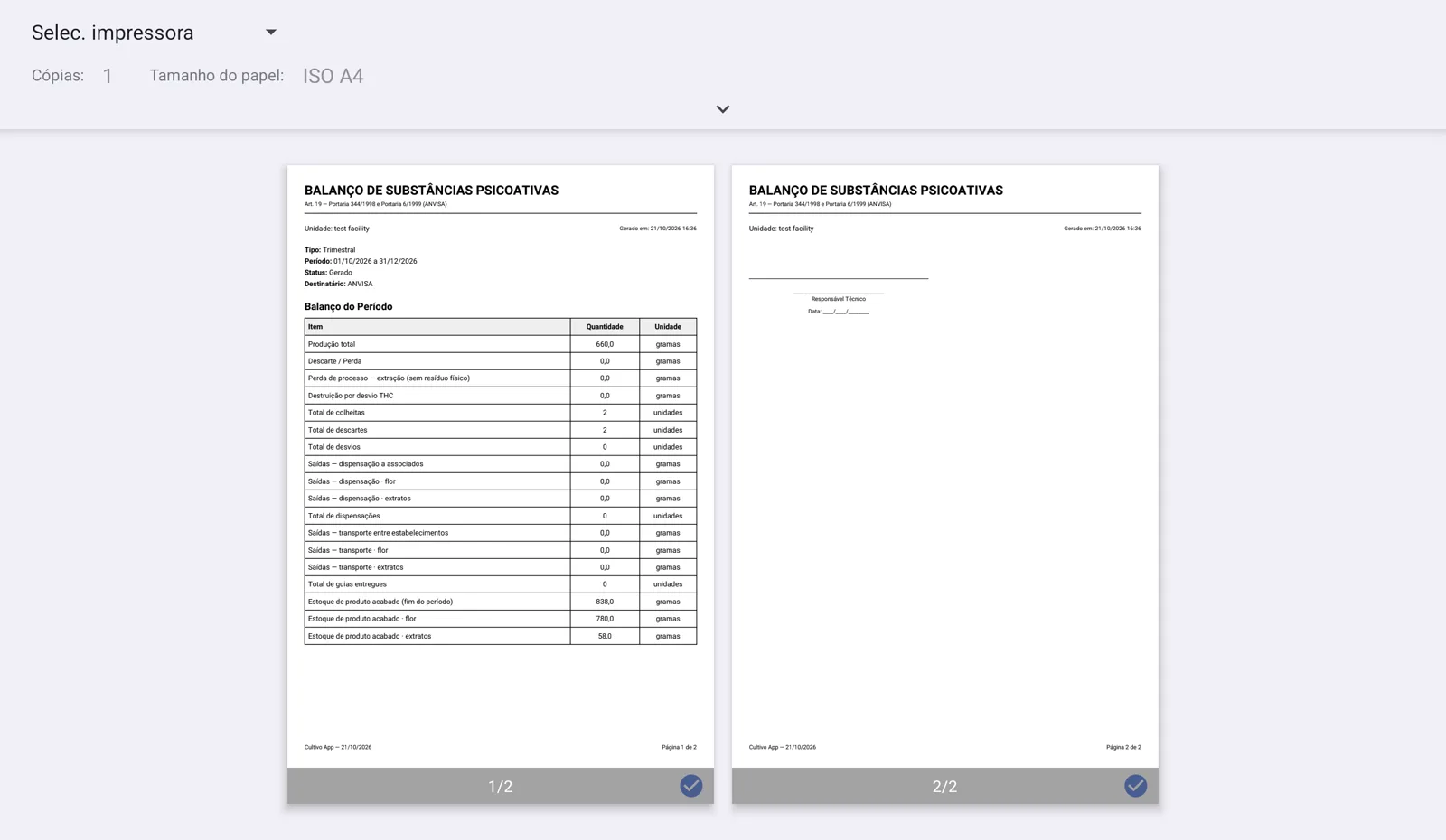 Tela do Cultivo — Exporte o PDF