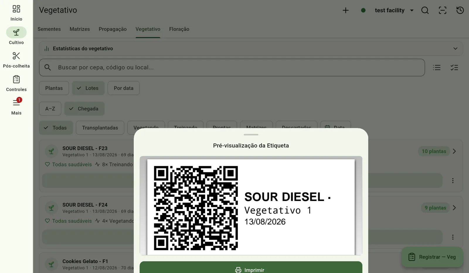 Tela do Cultivo — Confira a etiqueta